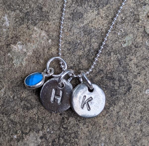 Tiny Hand Stamped Initial Charm on Chain picture