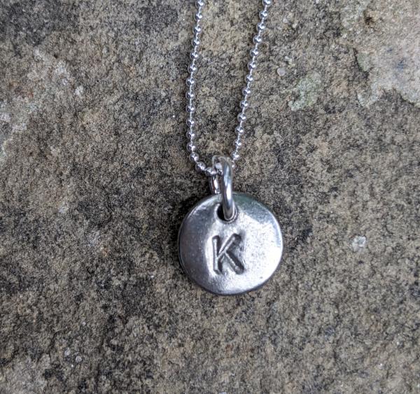 Tiny Hand Stamped Initial Charm on Chain
