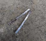 Hammered Sterling Stick Dangle Earring