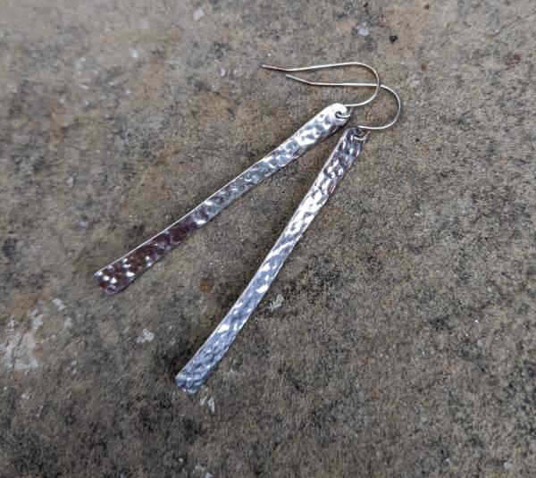 Hammered Sterling Stick Dangle Earring