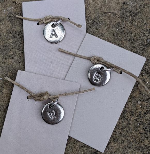 Tiny Hand Stamped Initial Charm