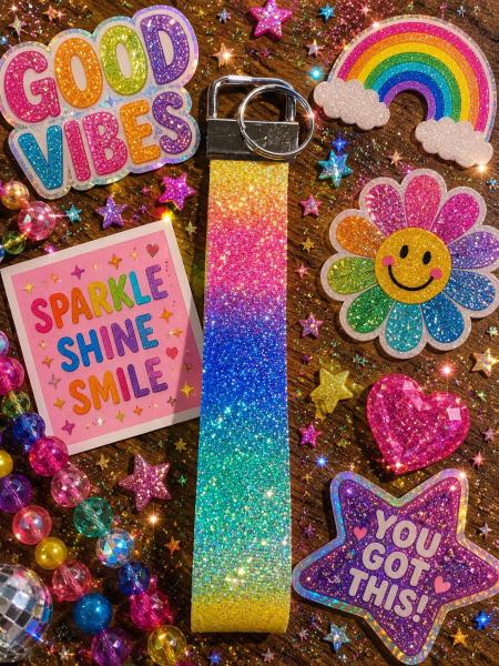 Keychain/bag charm - Rainbow Sparkle