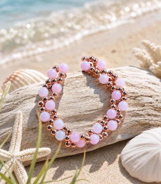 Beaded Bracelet - Kunzite and Copper