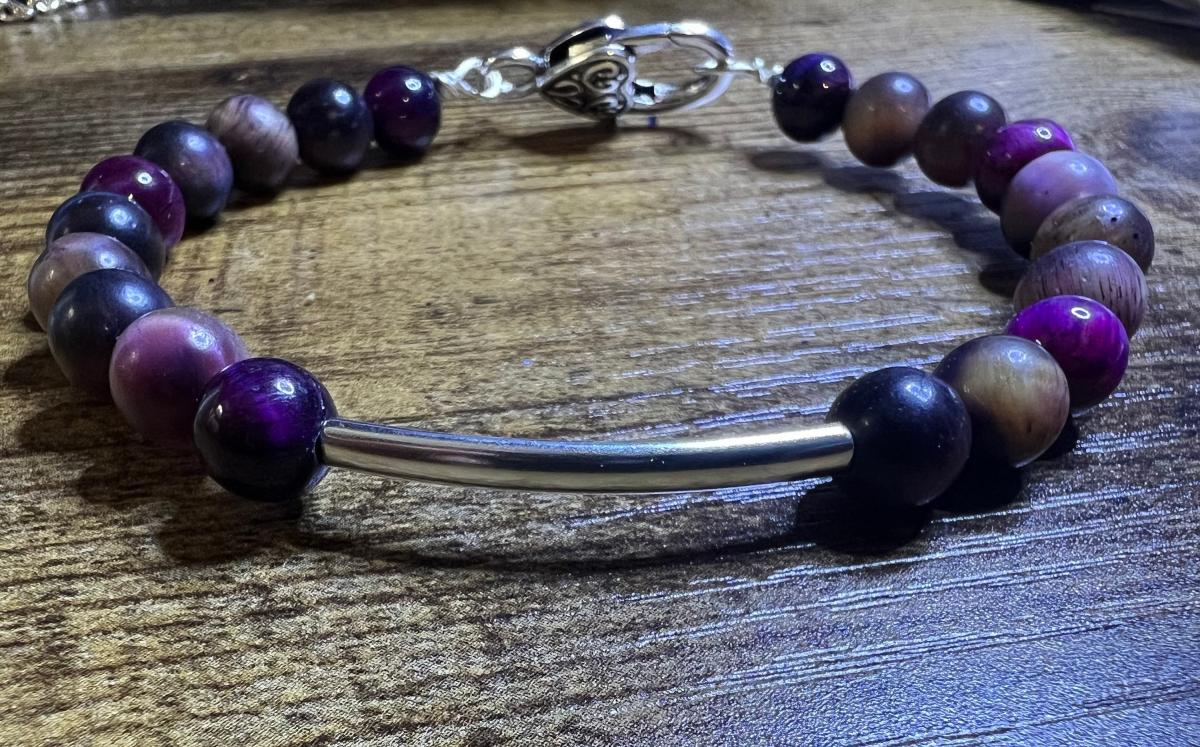 Stone Bracelet Natural Stone Silver or Gold Hardware: Turquoise, Aventurine, Dragon Stone, Cats Eye Jasper, Cats Eye Starry Night picture