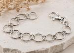 Charm Bracelet - Stainless Steel - Adjustable 8.5" long - Oversize Lobster Clasp