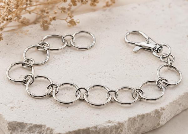 Charm Bracelet - Stainless Steel - Adjustable 8.5" long - Oversize Lobster Clasp