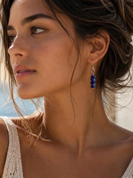 Sapphire and Sterling Silver Earrings
