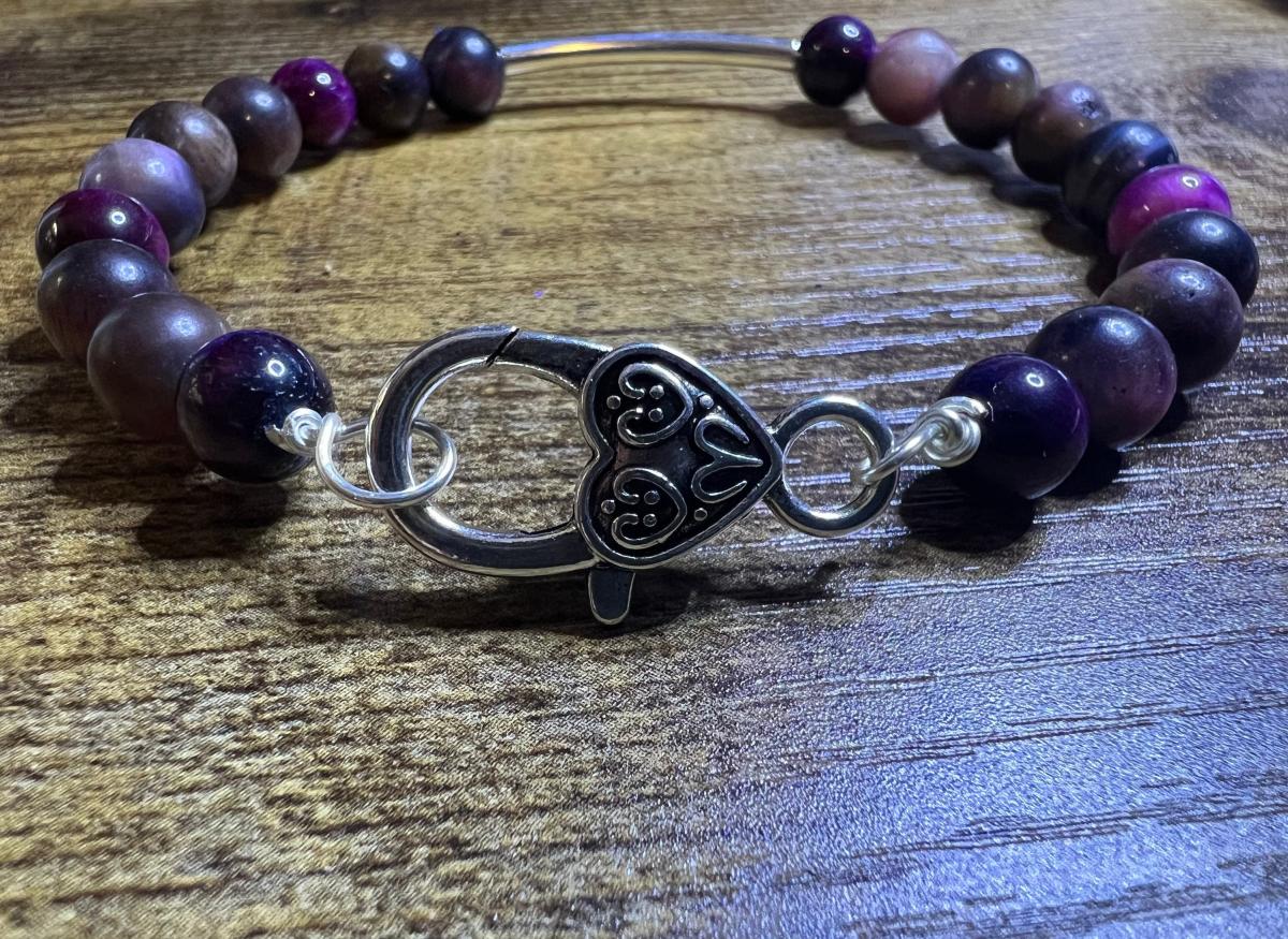 Stone Bracelet Natural Stone Silver or Gold Hardware: Turquoise, Aventurine, Dragon Stone, Cats Eye Jasper, Cats Eye Starry Night picture
