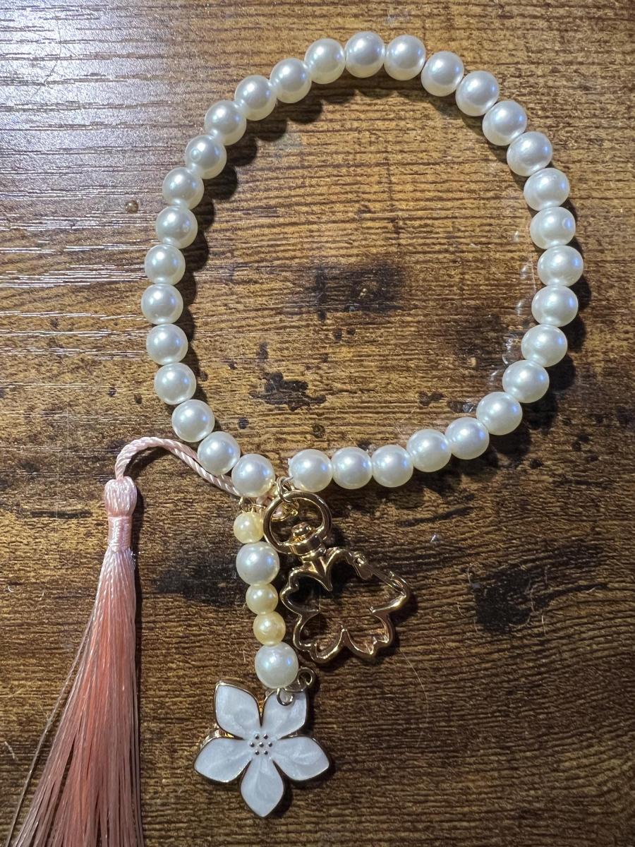 Pearl Bead Bracelet Keychain picture