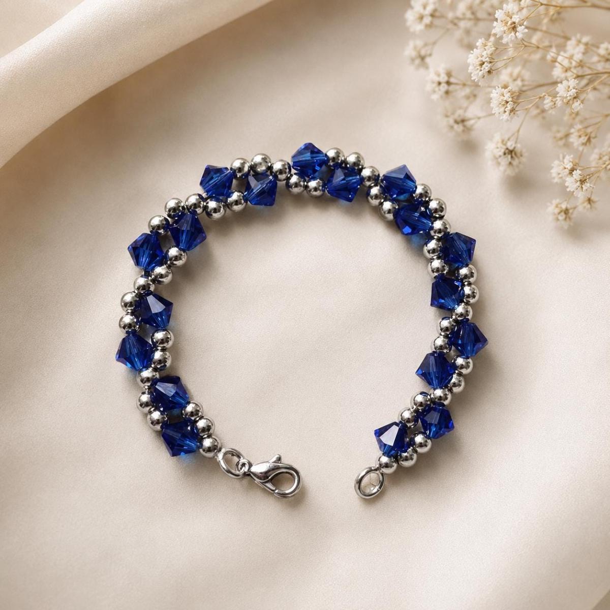 Bracelet - Royal Blue Crystals and Silver picture