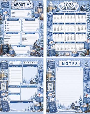 Winter Journal Pages - Digital - Download & Print