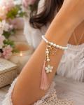 Pearl Bead Bracelet Keychain