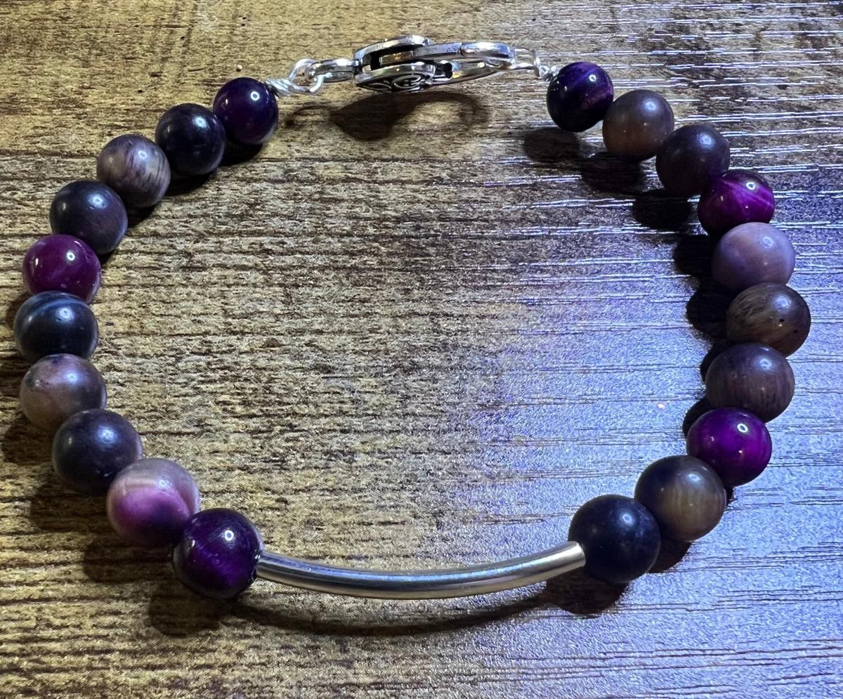 Stone Bracelet Natural Stone Silver or Gold Hardware: Turquoise, Aventurine, Dragon Stone, Cats Eye Jasper, Cats Eye Starry Night picture