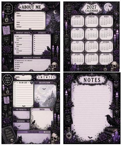 Gothic Journal Pages - Digital - Download & Print
