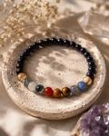 Solar System bracelet, outer space, Galaxy, planets. Quartz, Sandstone, Jasper, Citrine.