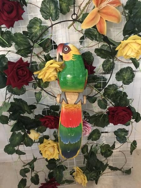 24''Wooden Carved Parrot picture