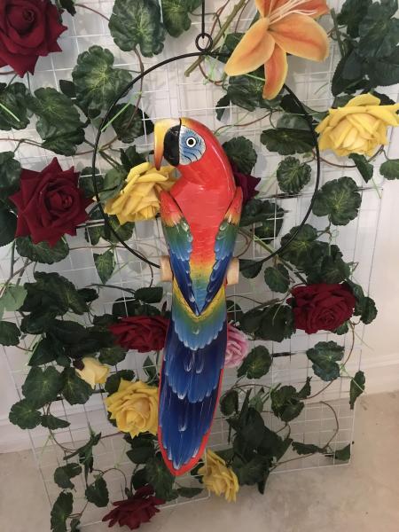 24" Wooden Carved Parrot