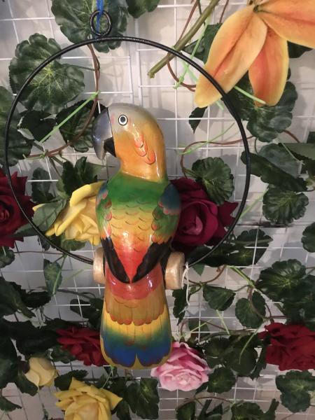 12" Wooden Carved Parrot