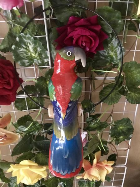 12'' Wooden Carved Parrot