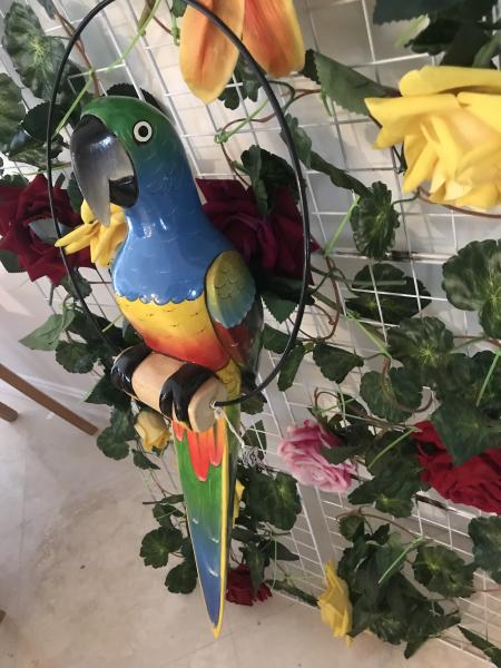 24"Wooden Carved Parrot picture