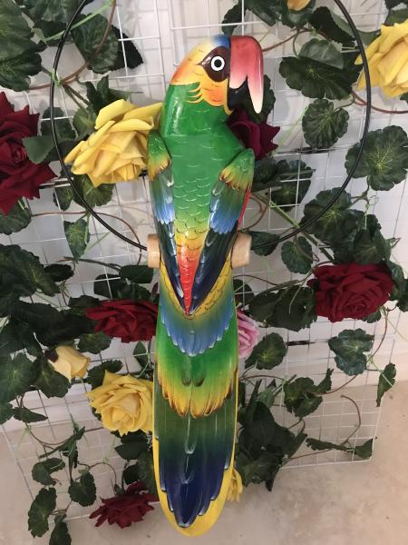 24''Wooden Carved Parrot picture