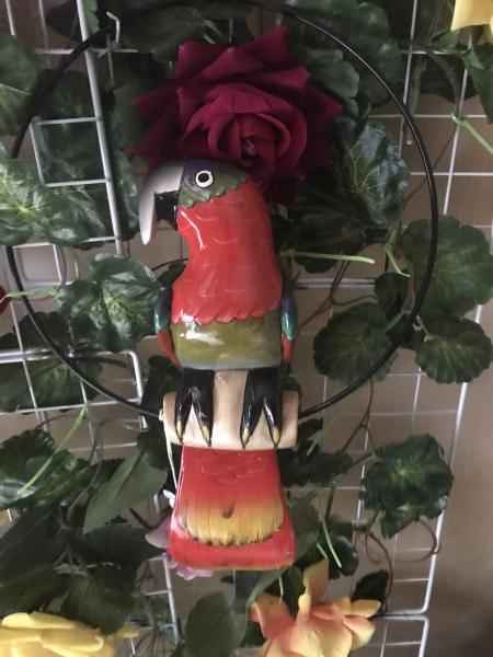 12'' Wooden Carved Parrot picture