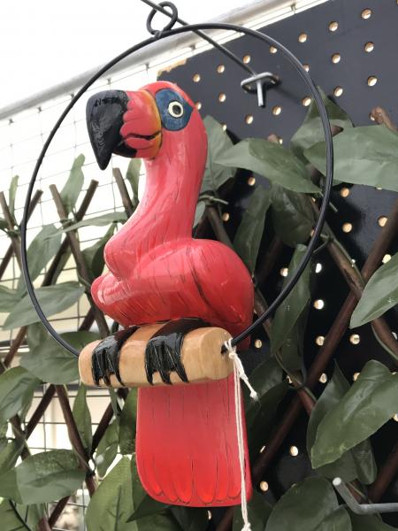 12" Wooden Carved Flamingo