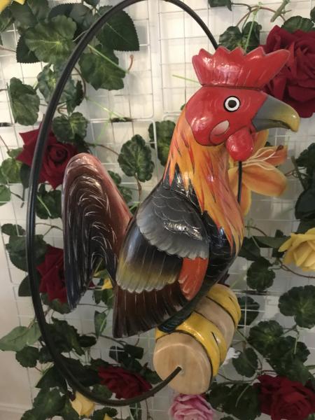 12" Wooden Carved Rooster
