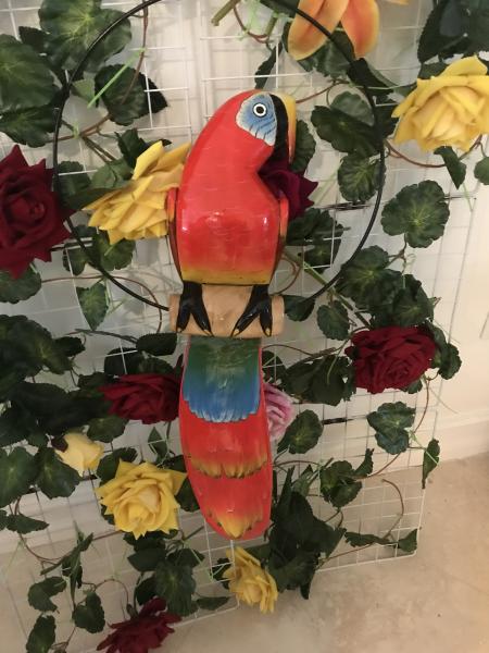 24" Wooden Carved Parrot picture