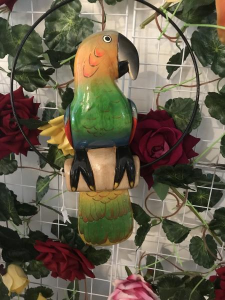 12" Wooden Carved Parrot picture