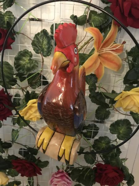 12'' Wooden Carved Rooster picture