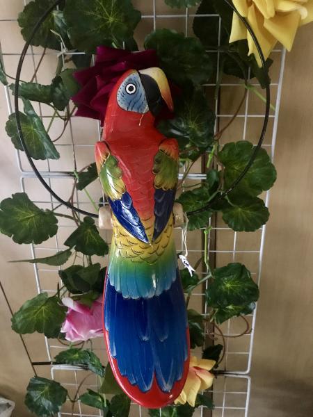 12" Wooden Carved Parrot