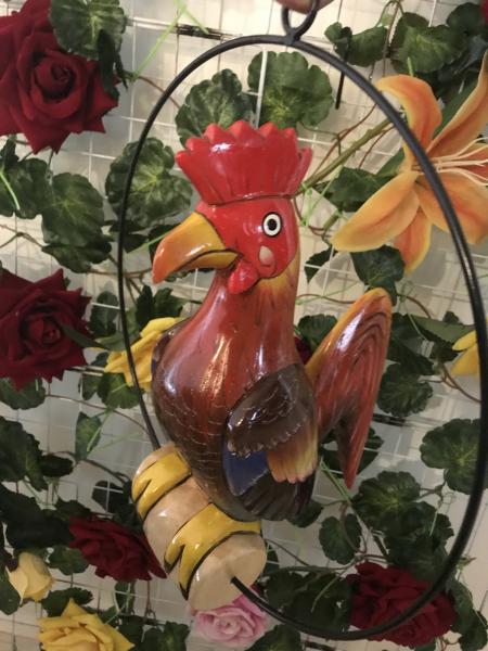 12'' Wooden Carved Rooster