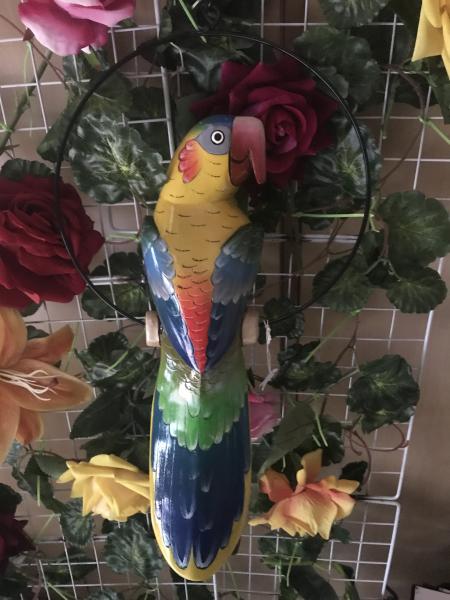 16'' Wooden Carved Parrot