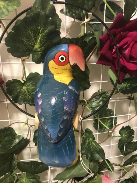 8" Wooden Carved Parrot