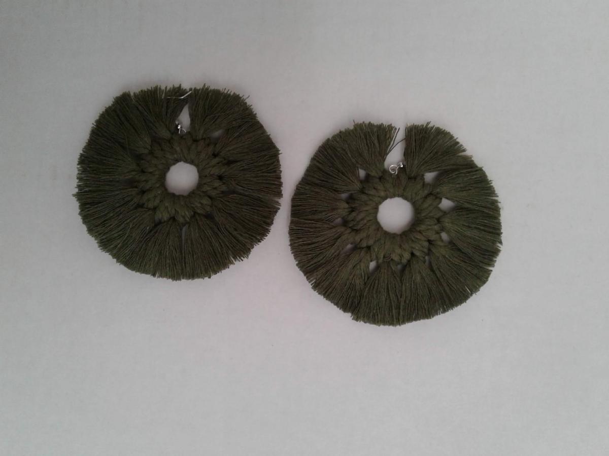 Macram&eacute; BOHO Wreath Style Wood Earrings picture