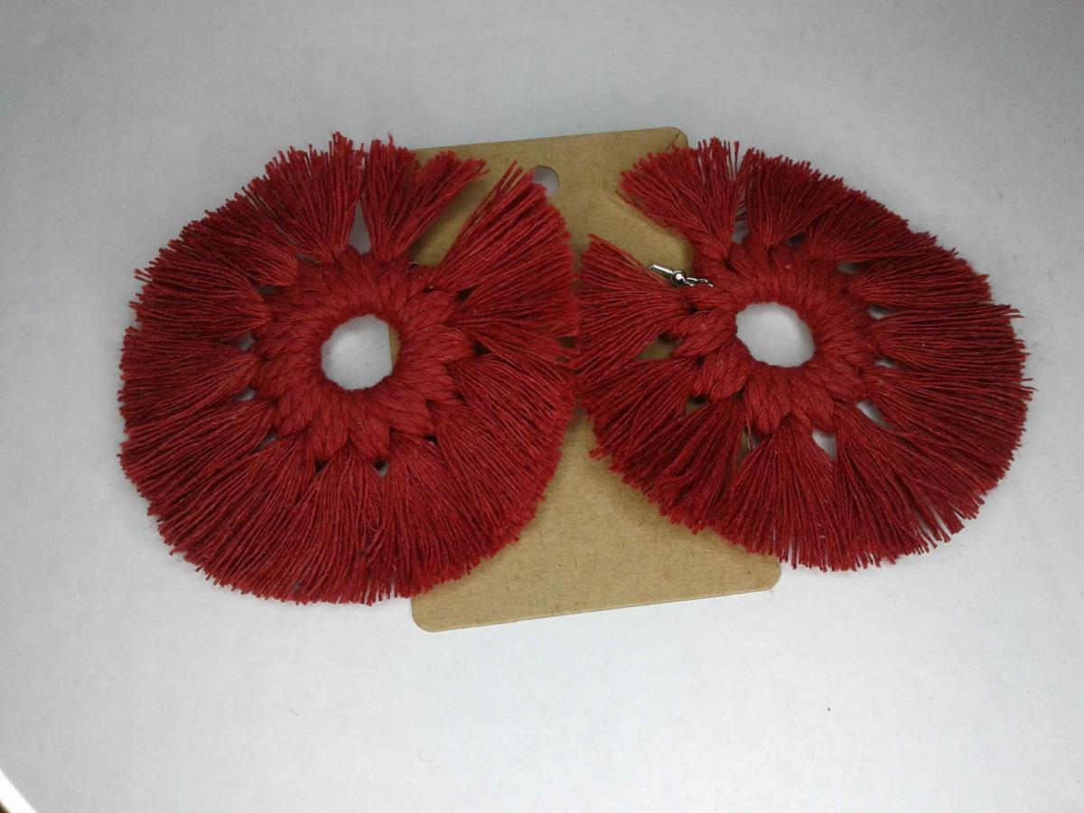 Macram&eacute; BOHO Wreath Style Wood Earrings picture