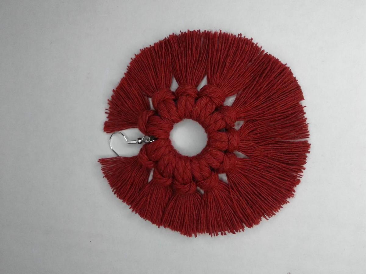 Macram&eacute; BOHO Wreath Style Wood Earrings picture