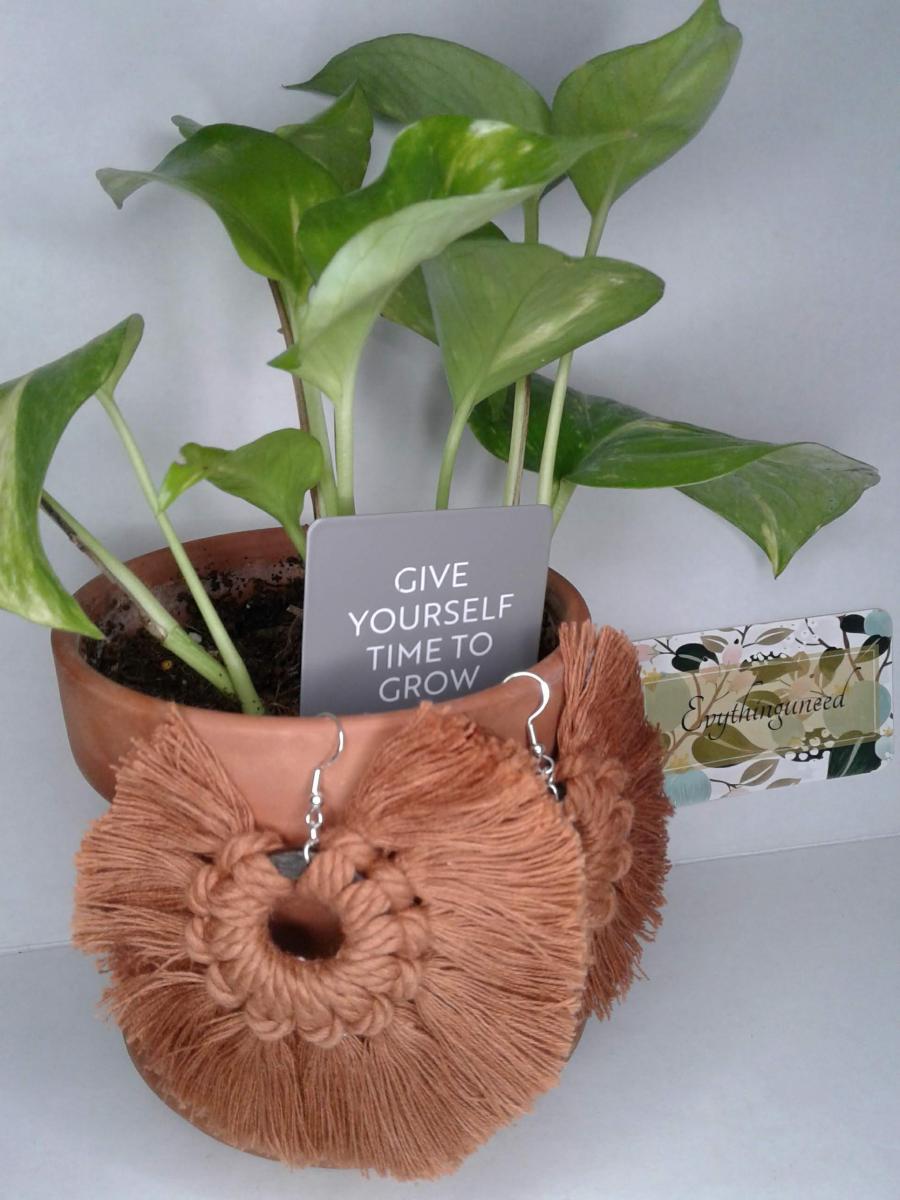 Macram&eacute; BOHO Wreath Style Wood Earrings picture