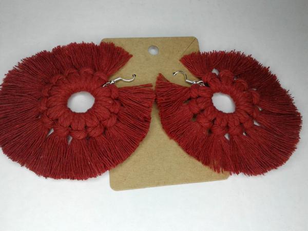 Macramé BOHO Wreath Style Wood Earrings picture