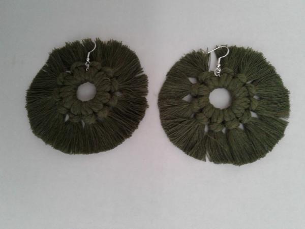 Macramé BOHO Wreath Style Wood Earrings picture