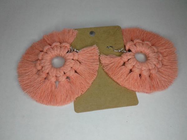 Macramé BOHO Wreath Style Wood Earrings picture