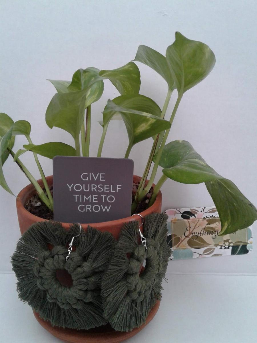 Macram&eacute; BOHO Wreath Style Wood Earrings picture