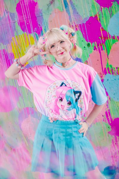 Kitten Club - Pastel Pink & Blue Anime Tee picture