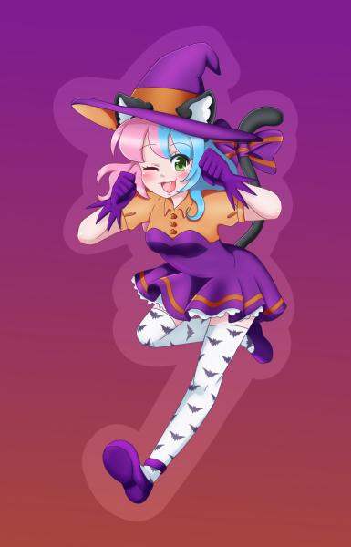 oNyaa-Chan Halloween Clear Stickers - Original Character Halloween Themed Individual Stickers picture