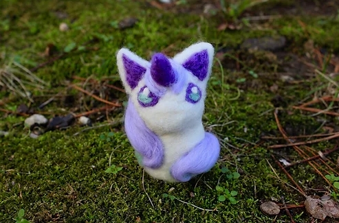 Felted Purple and Green Unicorn