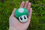 Felted Green Spotted Mushroom