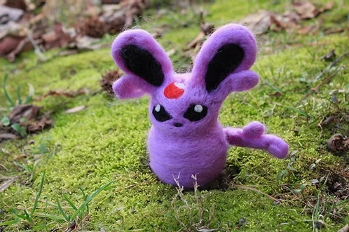 Felted Purple Fox Creature