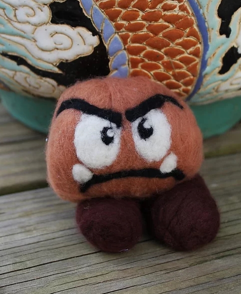 Felted Brown Frown Creature
