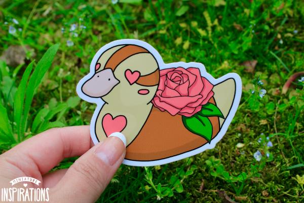 Pink Rose Baby Turtle Duck 3" Vinyl Sticker